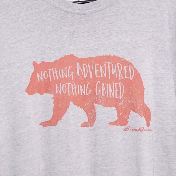 EDDIE BAUER Nothing Adventured Nothing Gained Bear Graphic T-Shirt Grey Size L - Picture 4 of 10